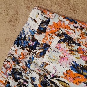 7 FOR ALL MANKIND women's size 25 bright floral ankle jeans skinny fit